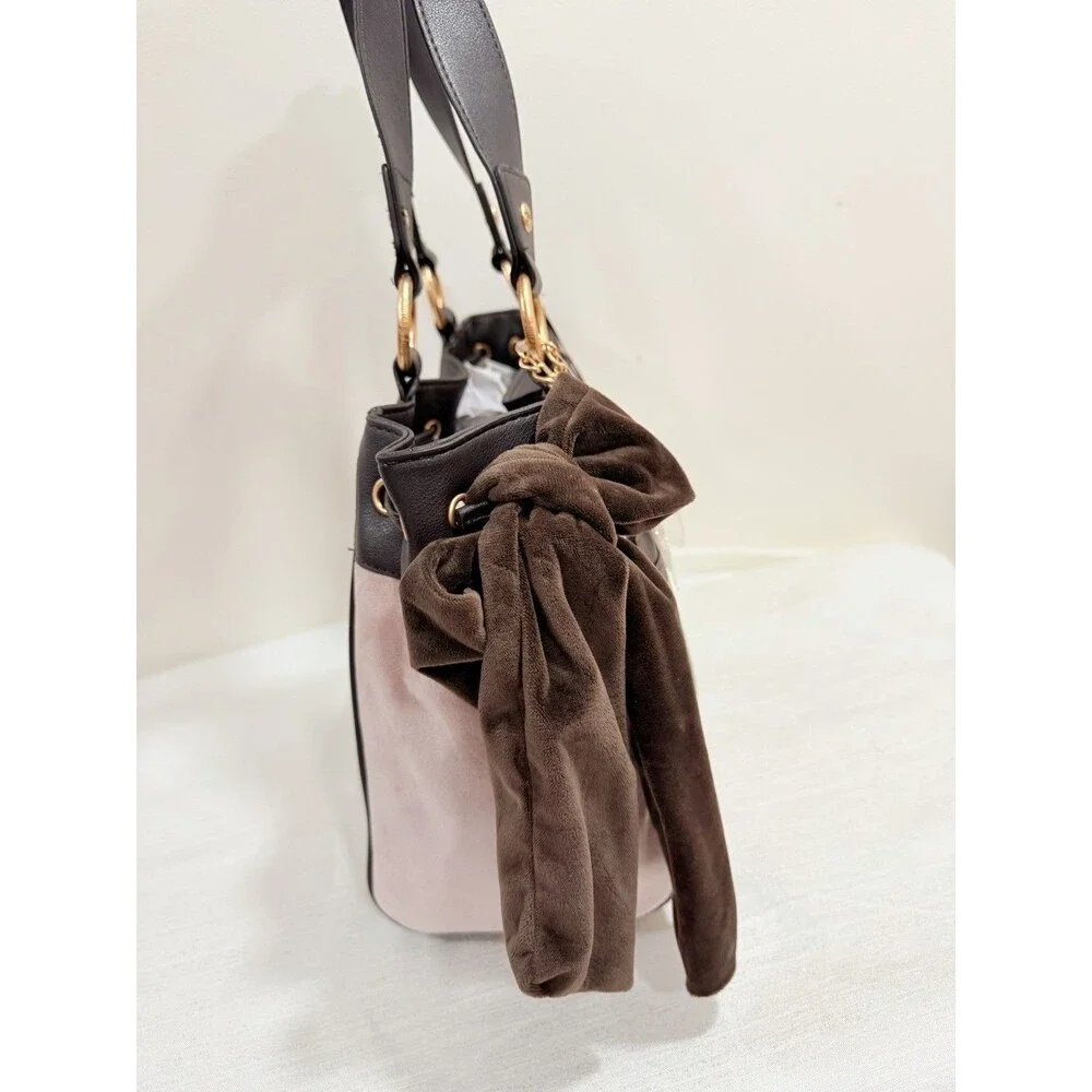 Juicy Couture Juicy Lover’s Club Tote Dusty Blush Pink Brown Velour NWT Y2K